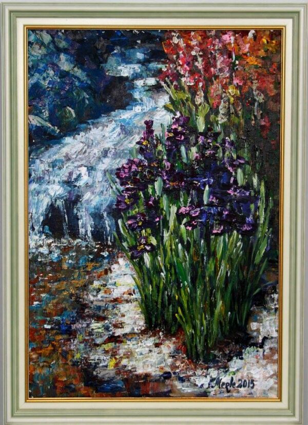 "Iirised oja kaldal", akrüül, 58x78